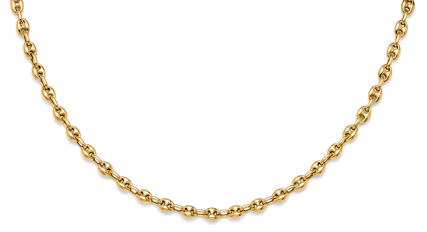 14K Gold Puffed Mariner Chain Necklace – 18 Inch