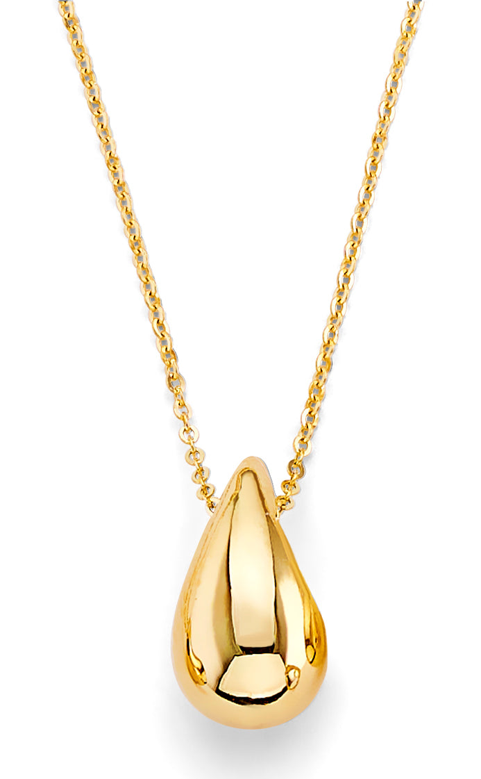 14K Gold Water Drop Necklace – Dainty Teardrop Pendant