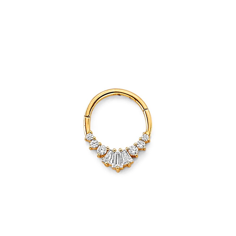 14k Gold CZ Nose Ring l Gold Diamond Huggie Hoop Earring