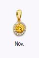 14K Gold Birthstone Pendant – Round Gemstone Necklace Charm | January to December Stones