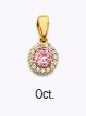 14K Gold Birthstone Pendant – Round Gemstone Necklace Charm | January to December Stones