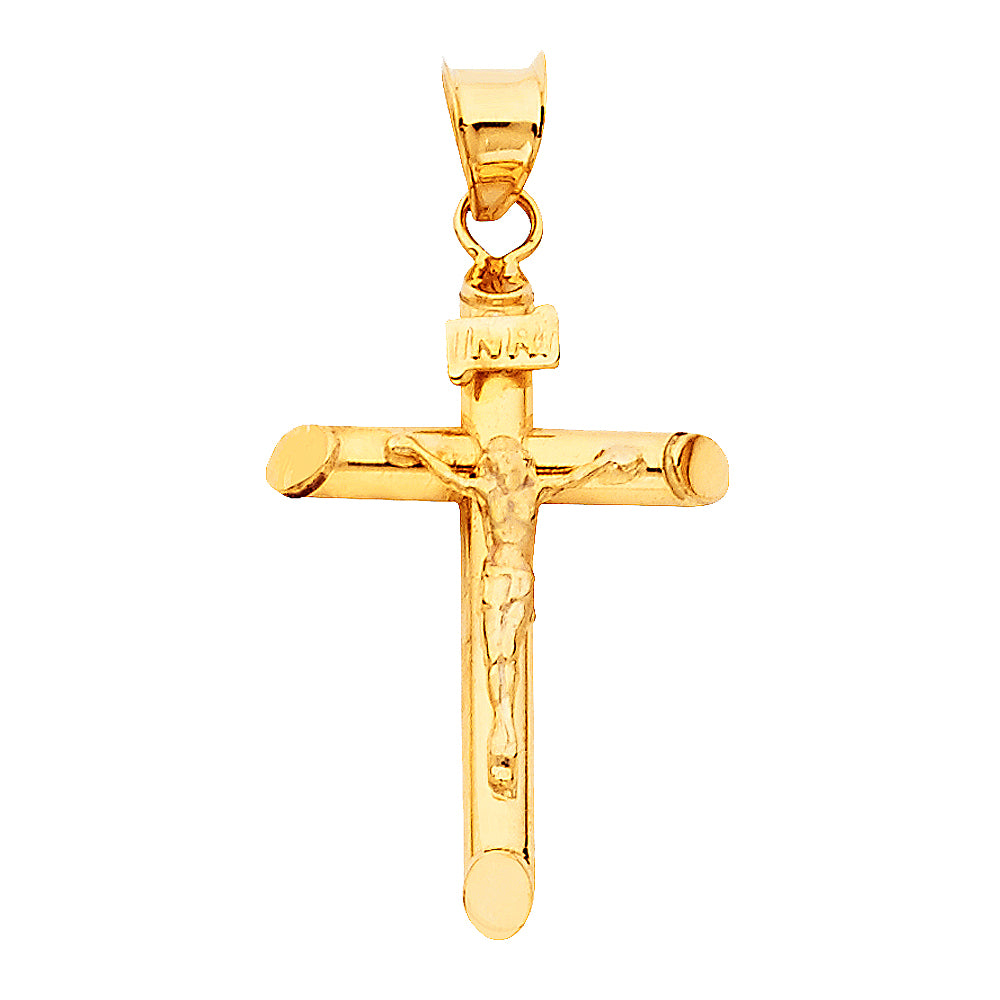 14K Gold Crucifix Pendant | Large Jesus Cross Charm