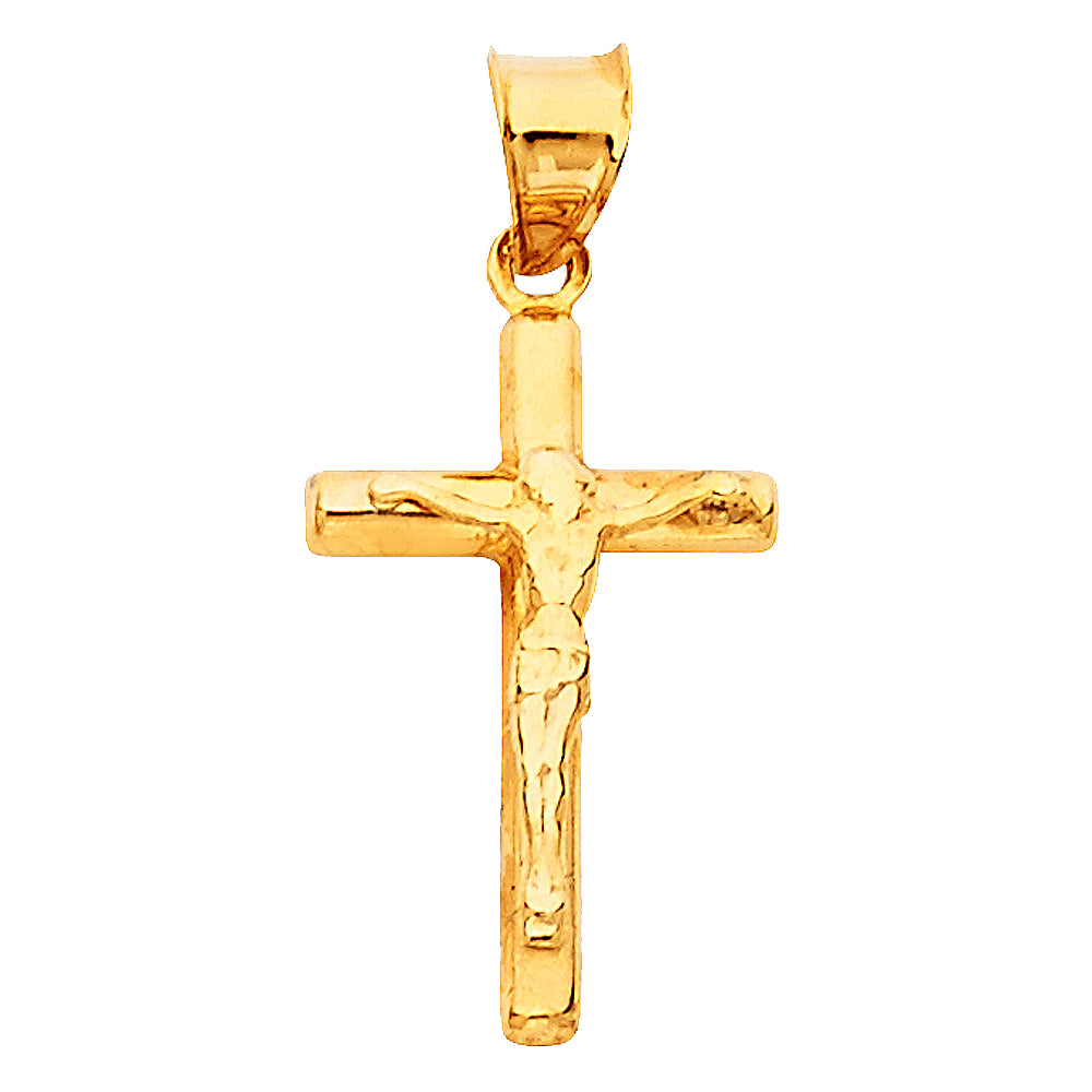 14K Gold Crucifix Pendant | Small Jesus Cross Charm