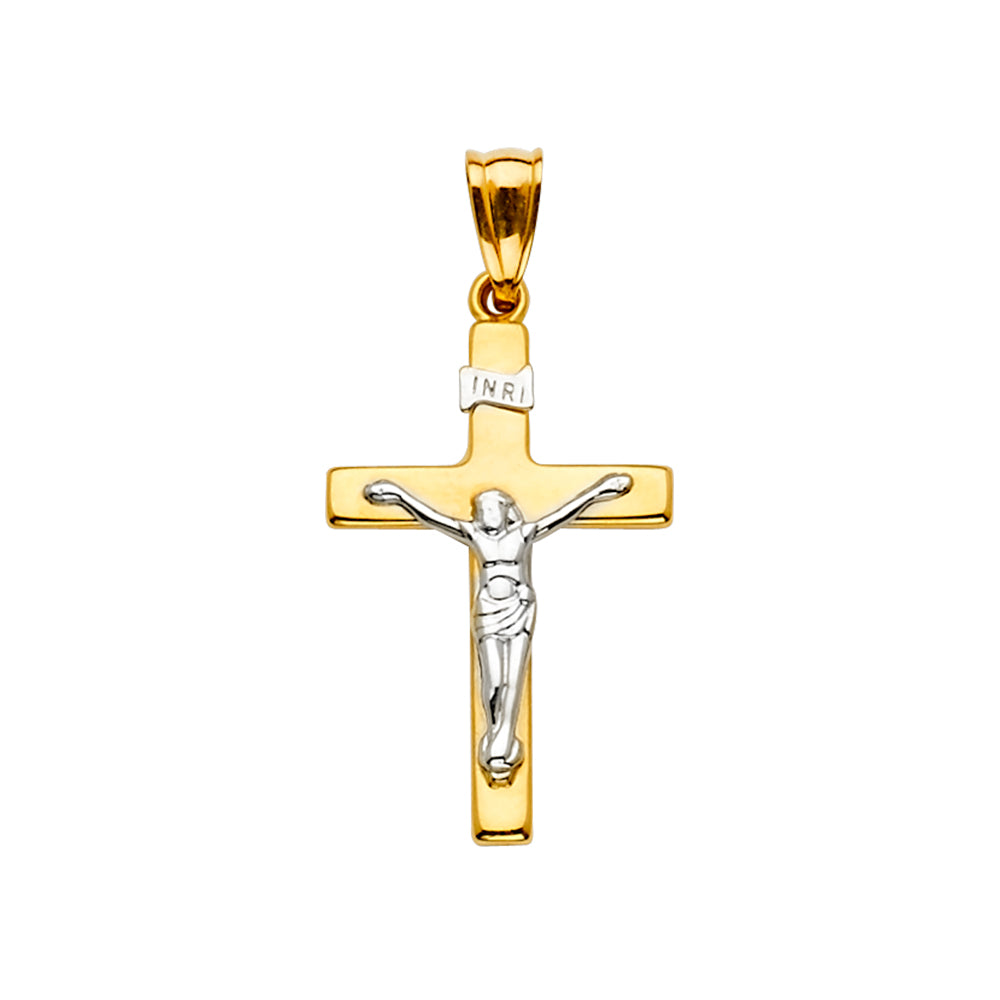 14K Two-Tone Gold Crucifix Cross Pendant