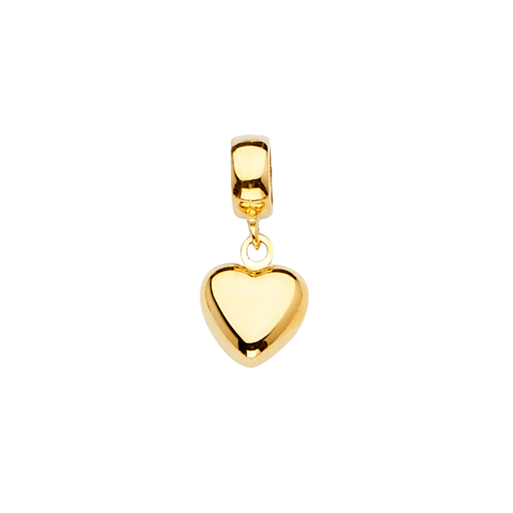 14K Gold Heart Charm Pendant l Real Gold Dangle for Necklace & Bracelet