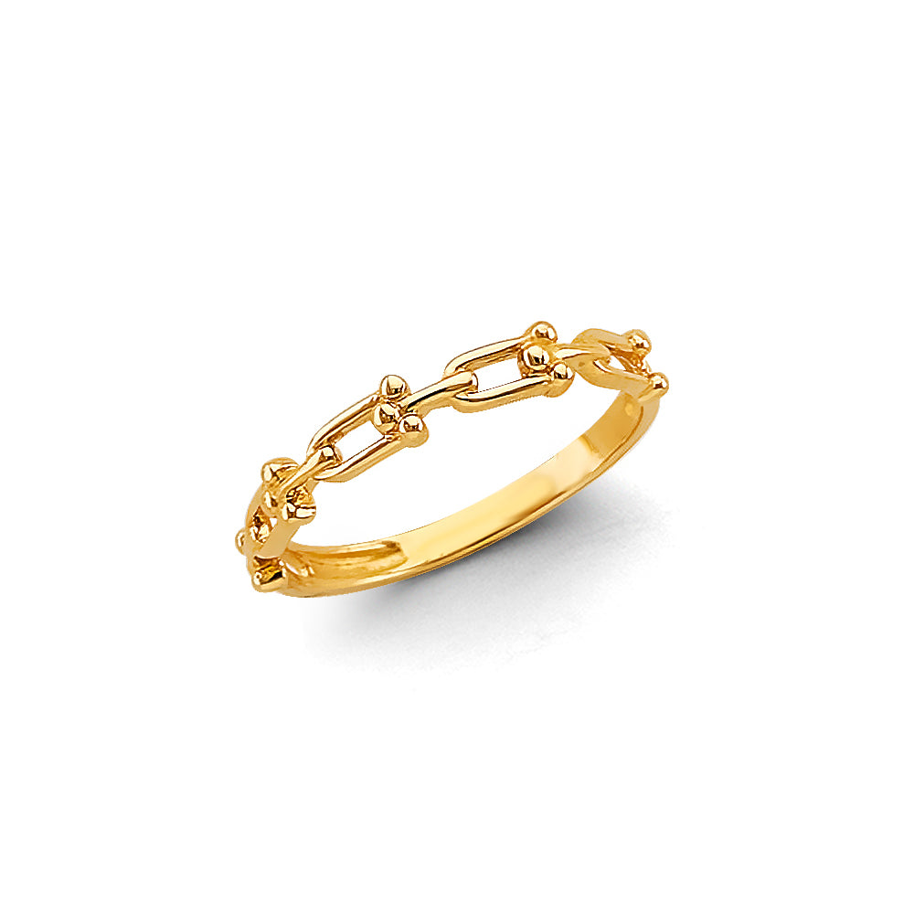 14K Gold Link Ring – Stackable Chain Band, Size 7