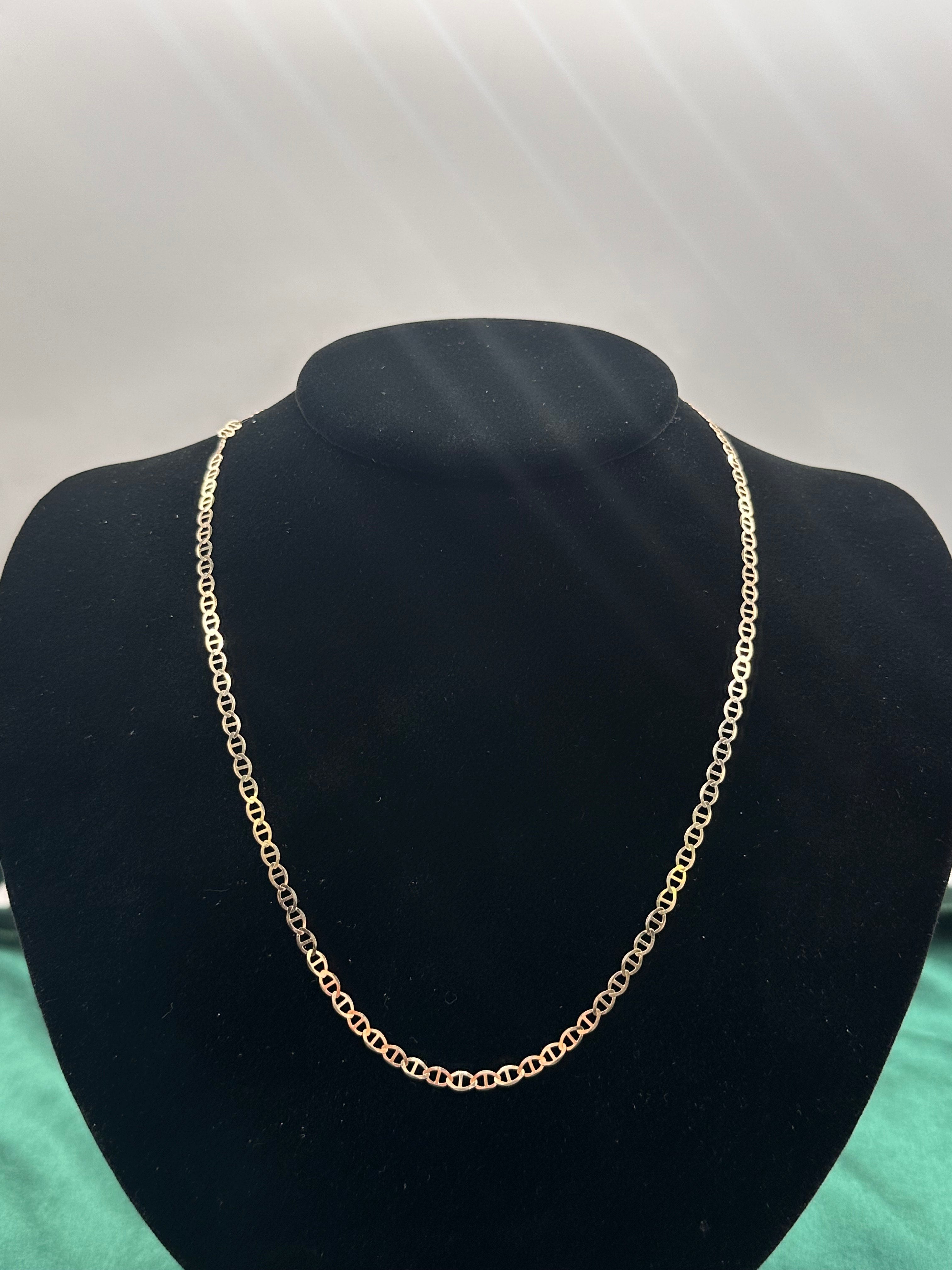 14K Yellow Gold Flat Mariner Chain Necklace