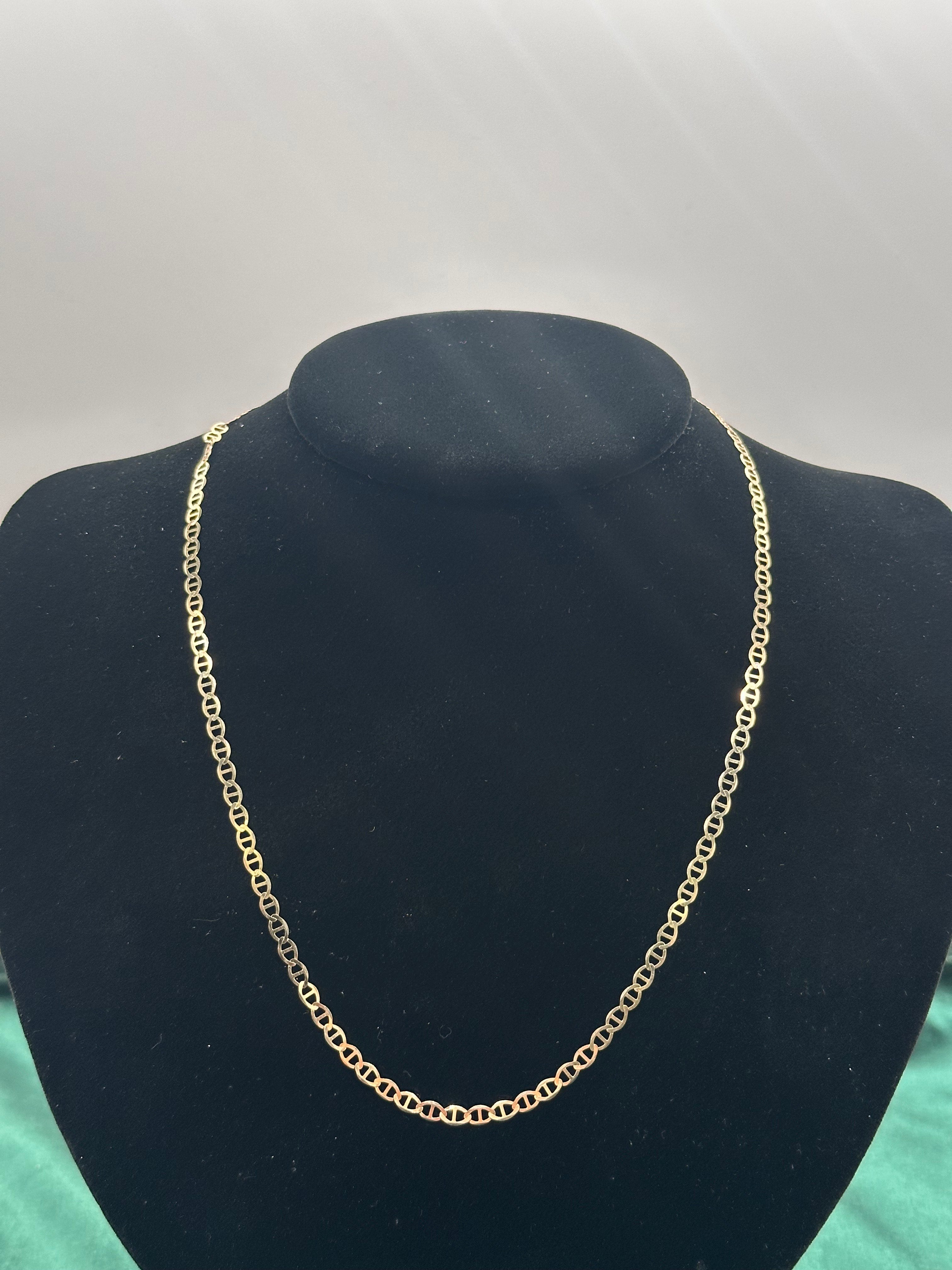 14K Yellow Gold Flat Mariner Chain Necklace
