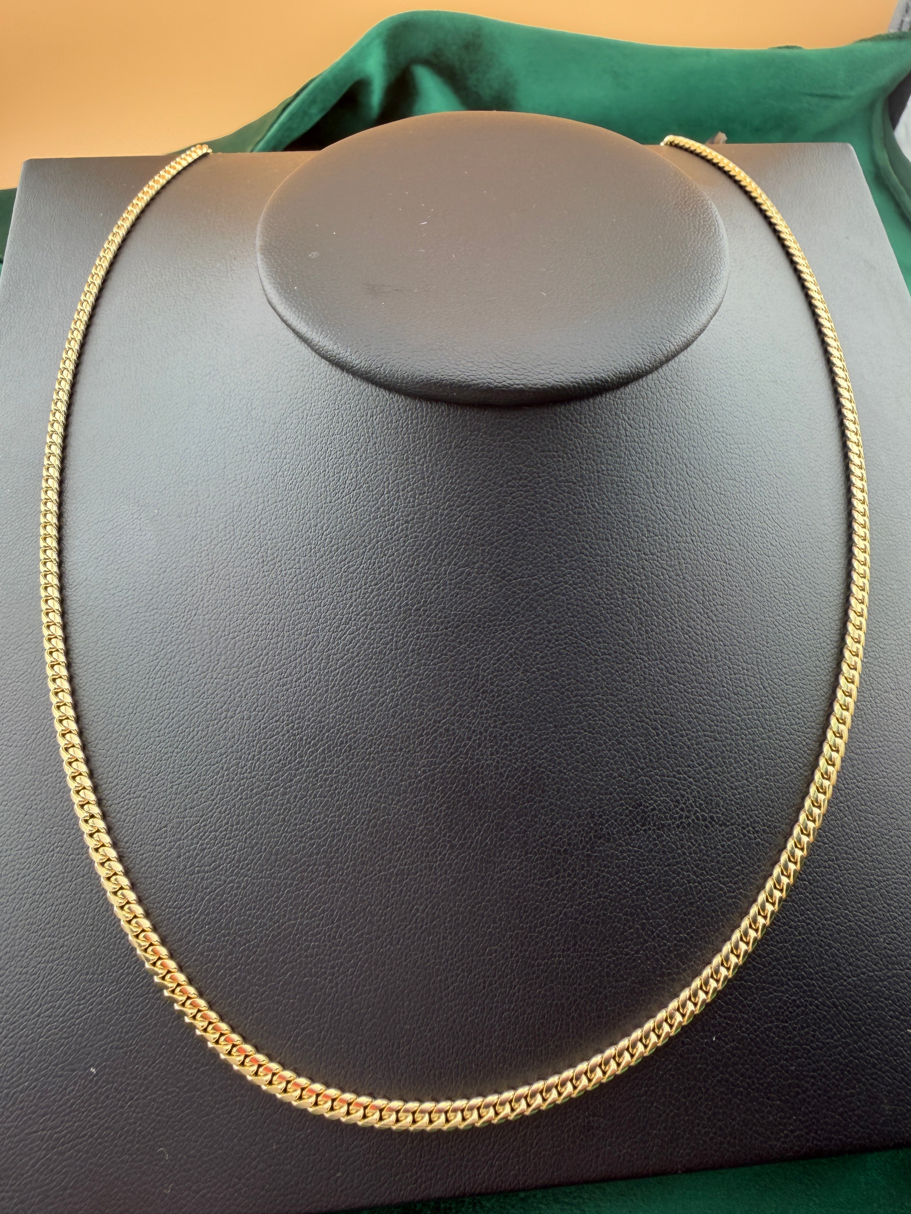 14K Yellow Gold 3.3mm Solid Miami Cuban Chain – Real Solid Gold Luxury Bracelet