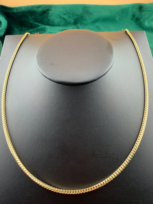 14K Yellow Gold 2.2mm Franco Chain – Real Solid Gold Italian Design