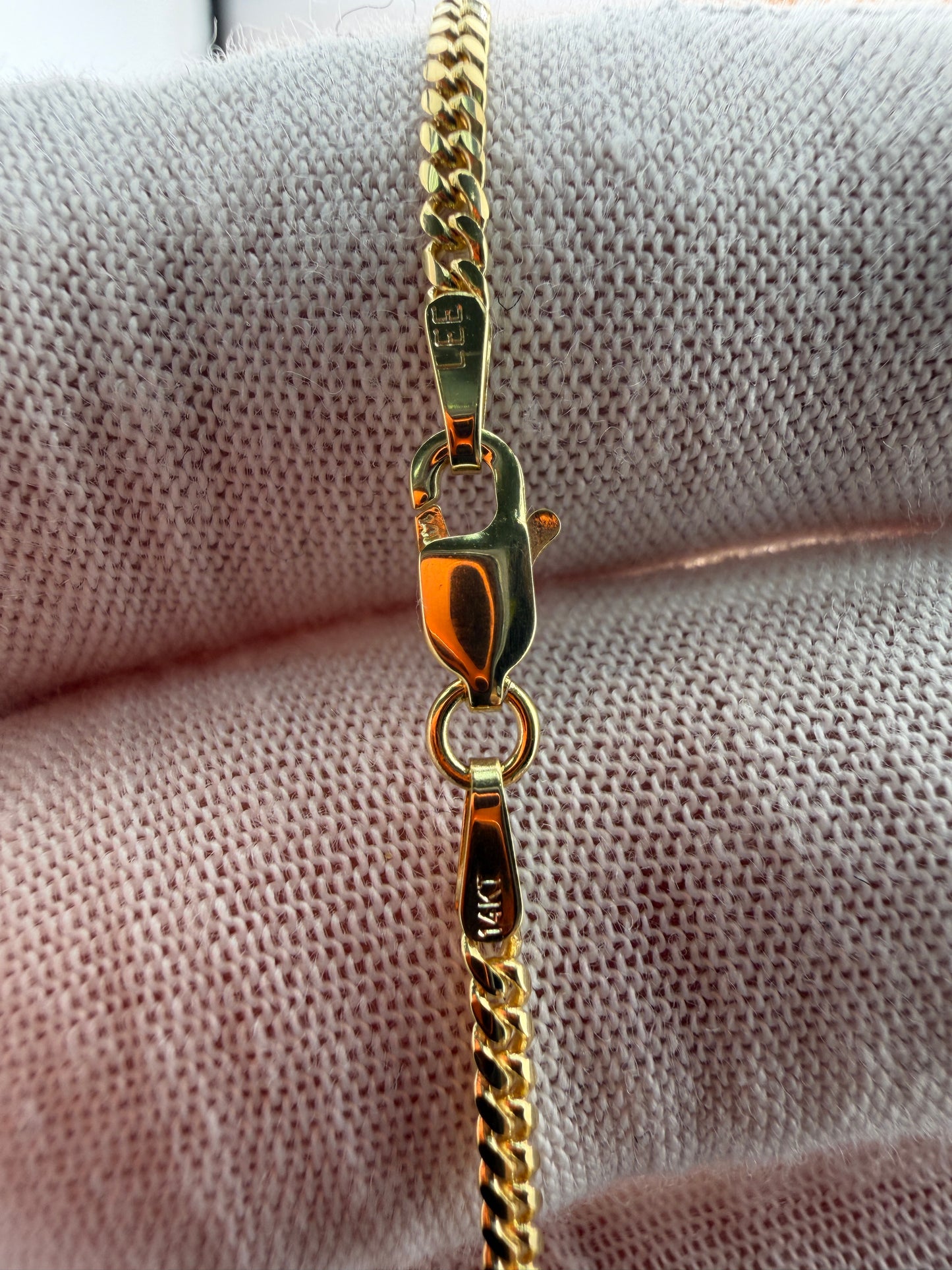 14K Yellow Gold 2.2mm Solid Miami Cuban Chain