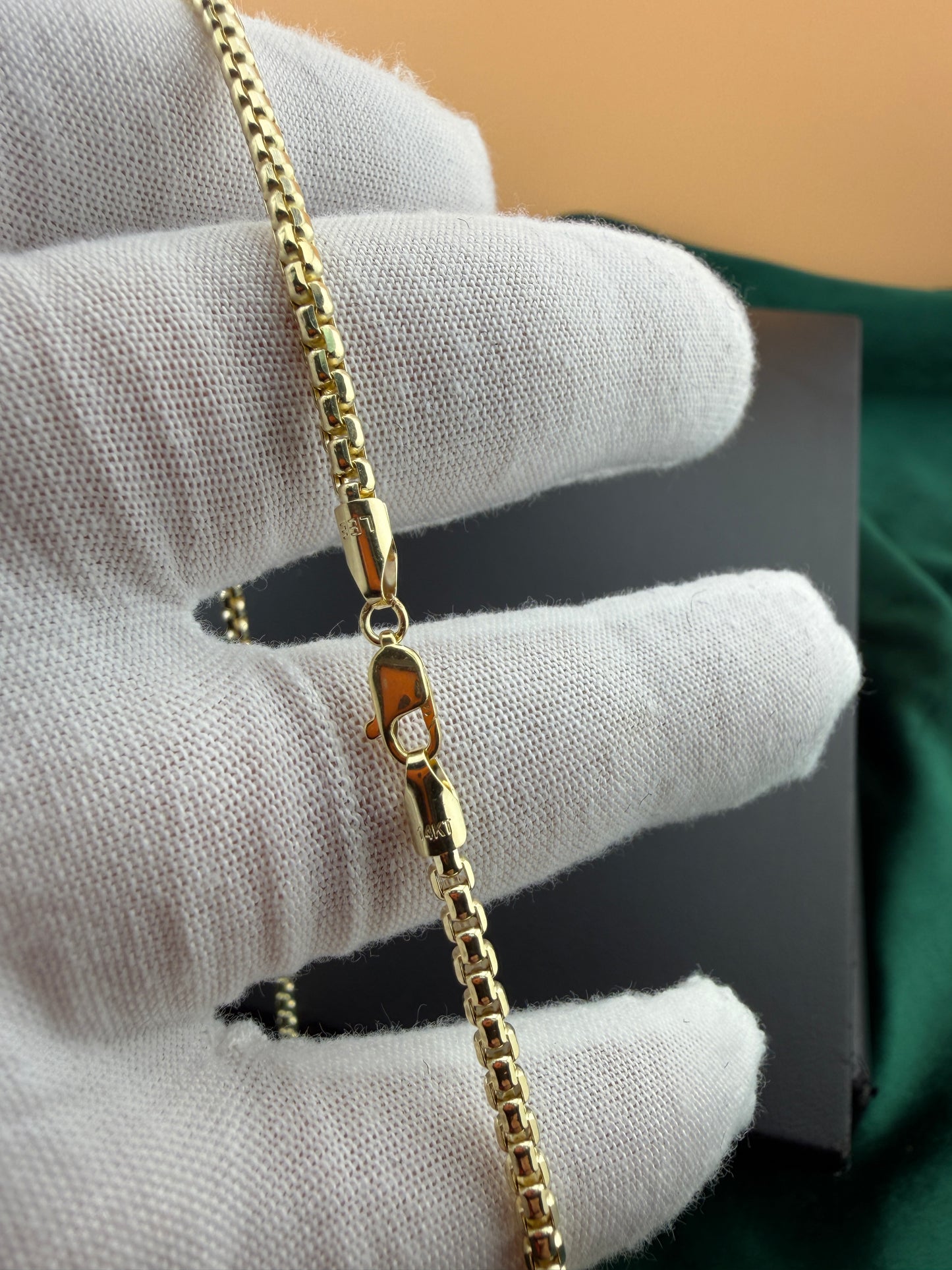 14K Yellow Gold 2.7mm Hollow Round Box Chain – Real Solid Gold Lightweight