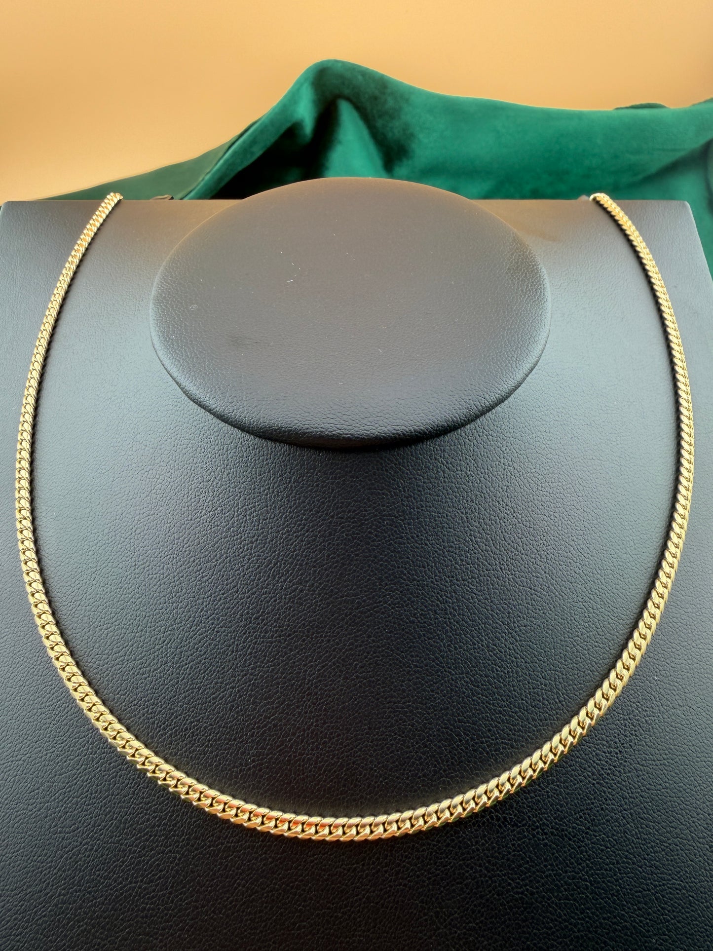 14K Yellow Gold 3.3mm Solid Miami Cuban Chain – Real Solid Gold Luxury Bracelet