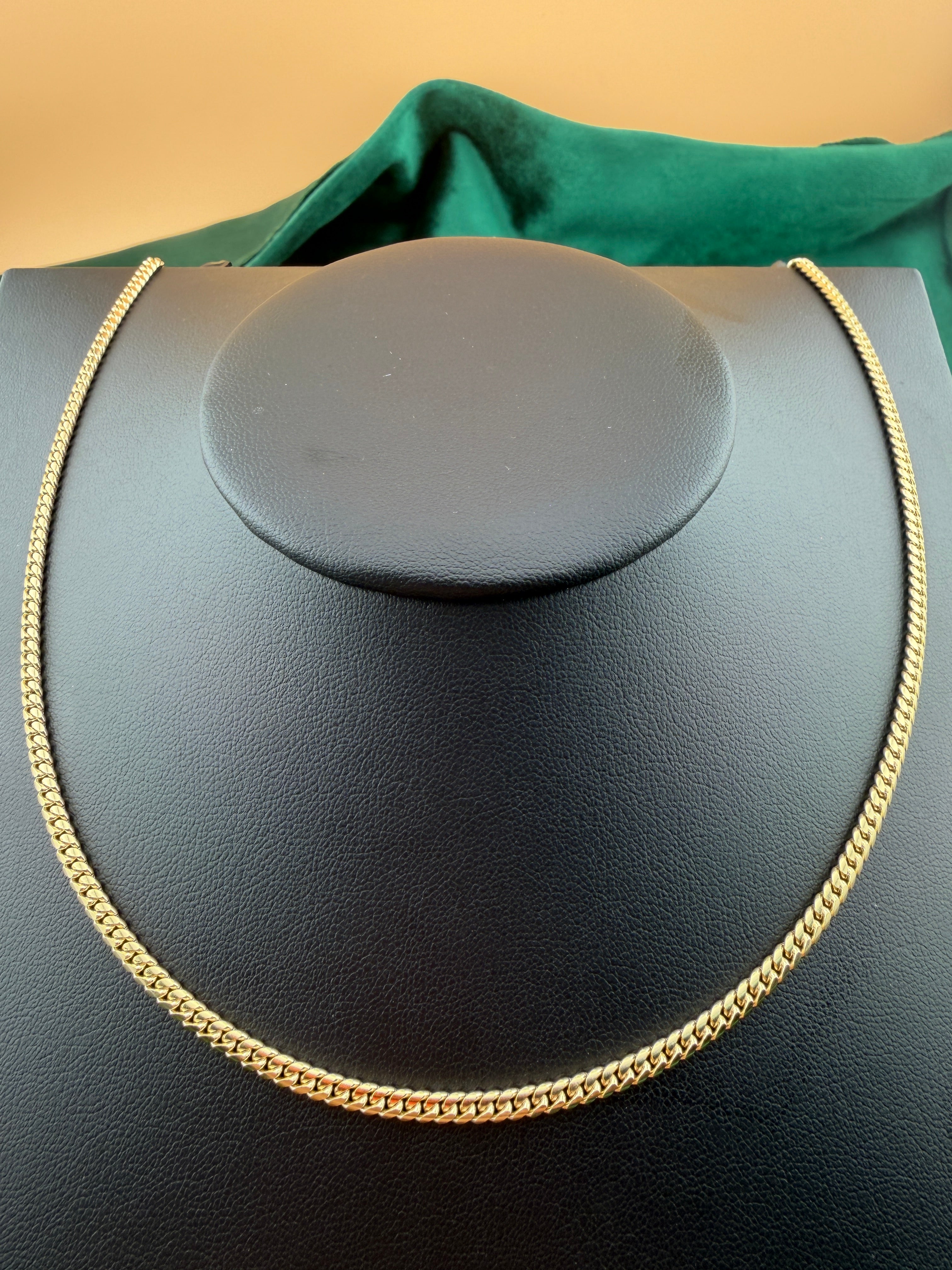 14K Yellow Gold 3.3mm Solid Miami Cuban Chain – Real Solid Gold Luxury Bracelet