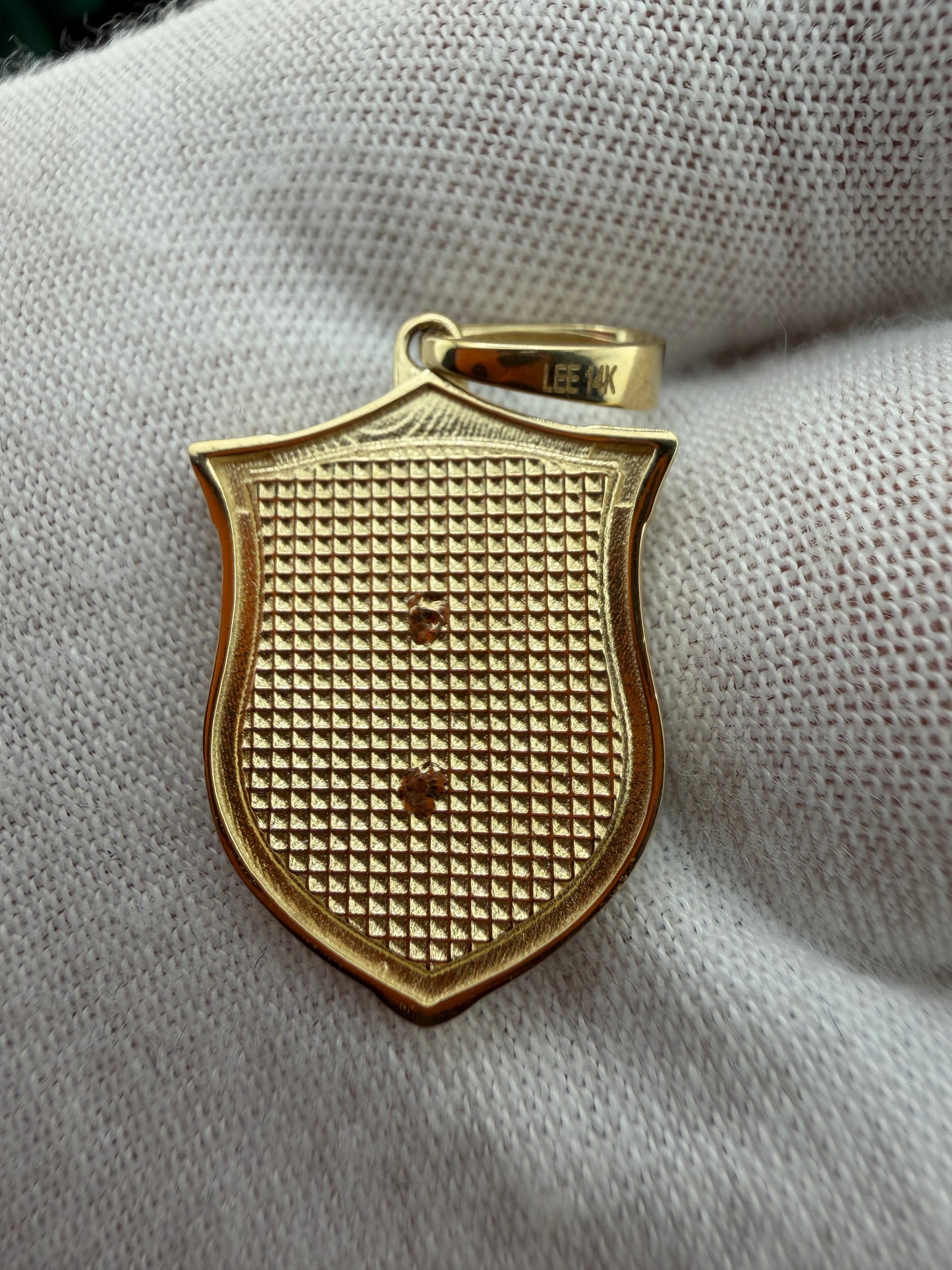 14K Yellow Gold Shield with Cross Pendant – Real Solid Gold Protection Symbol