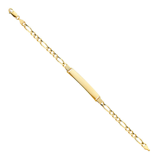 14k Gold Personalized Figaro ID Bracelet - with Free Engraving