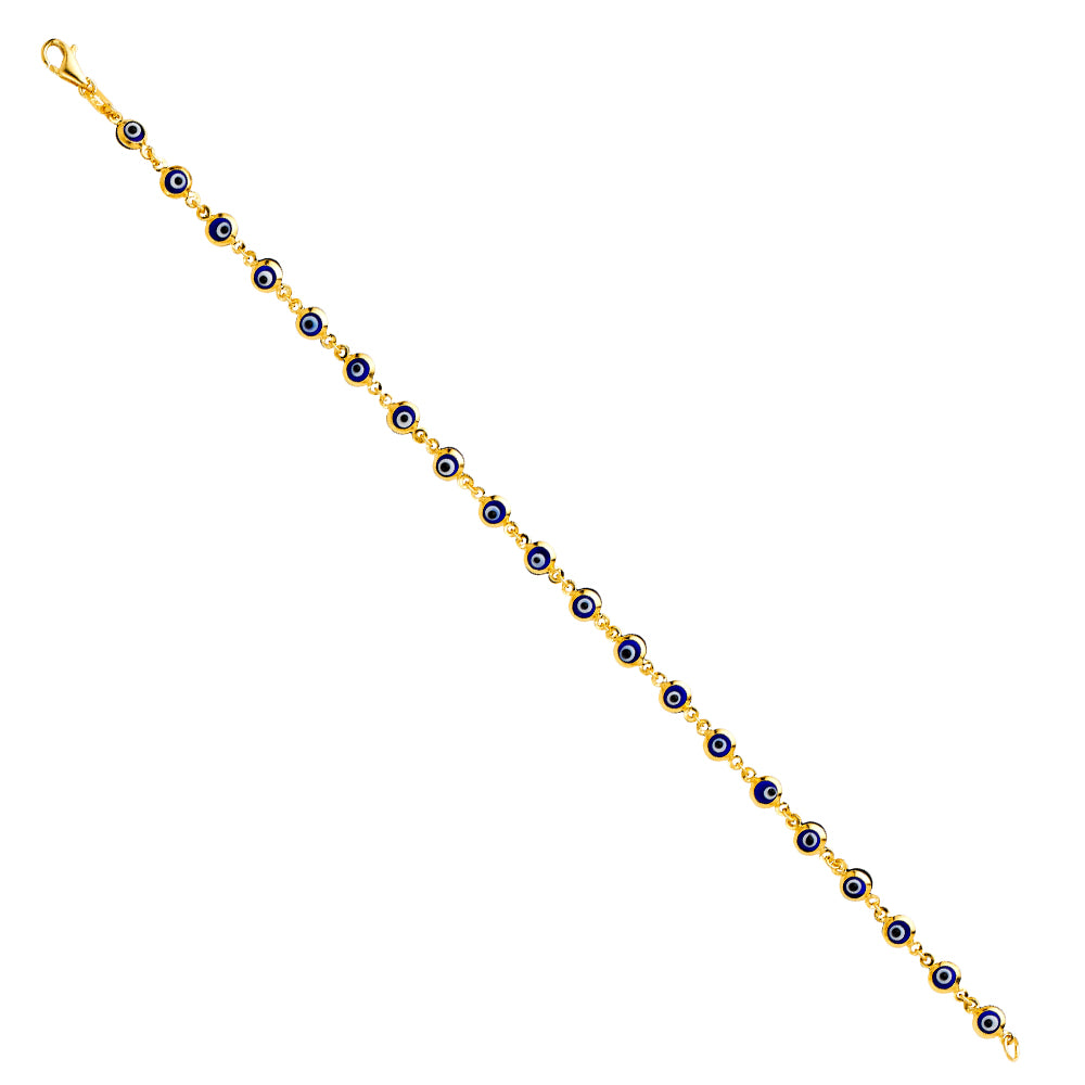 14K Gold Evil Eye Bracelet – 7”