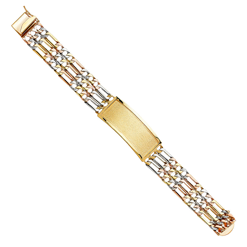 14K Tri Color Men's & Link Bracelet - AB355