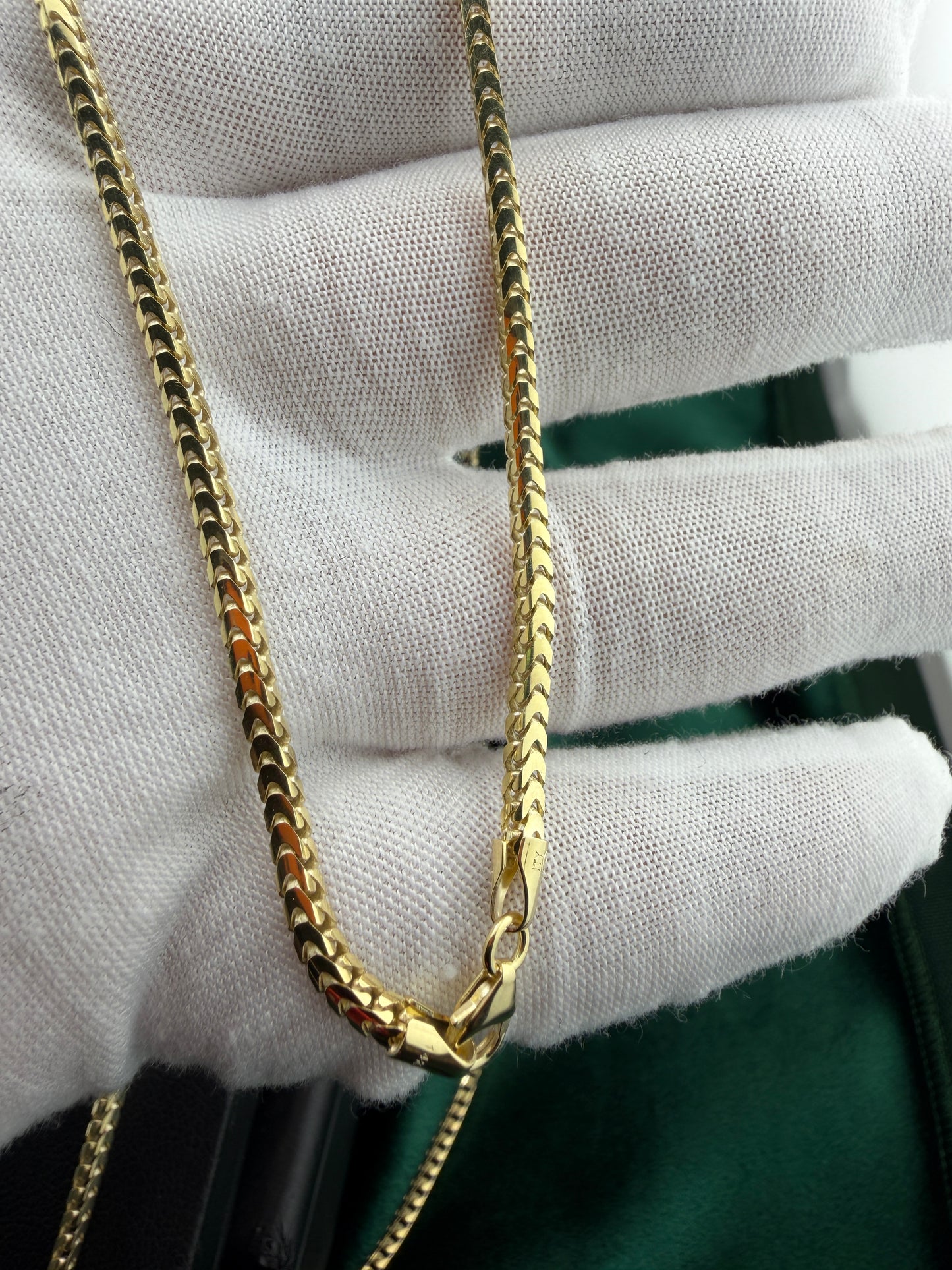 14K Yellow Gold 2.2mm Franco Chain – Real Solid Gold Italian Design
