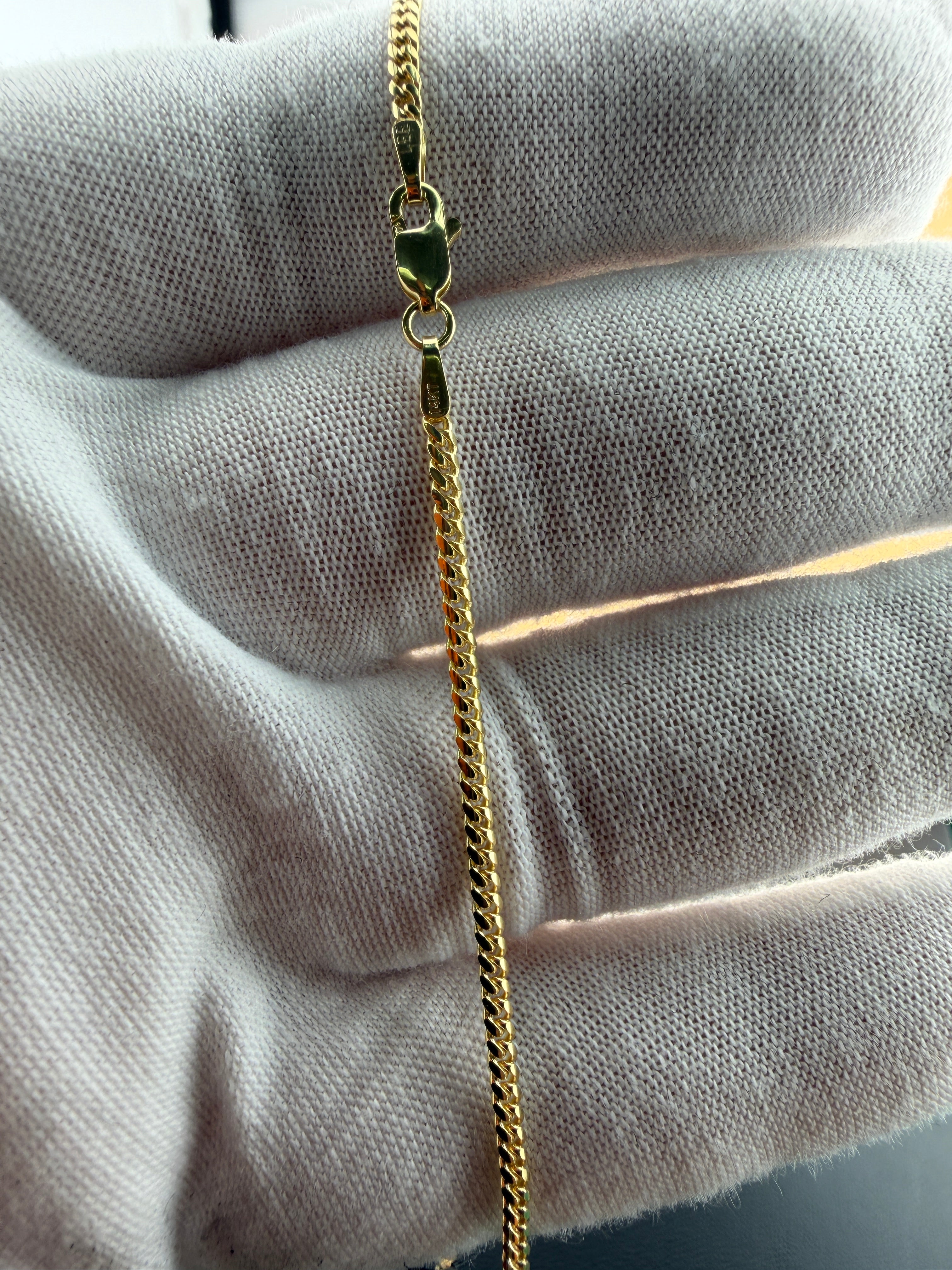 14K Yellow Gold 2.2mm Solid Miami Cuban Chain