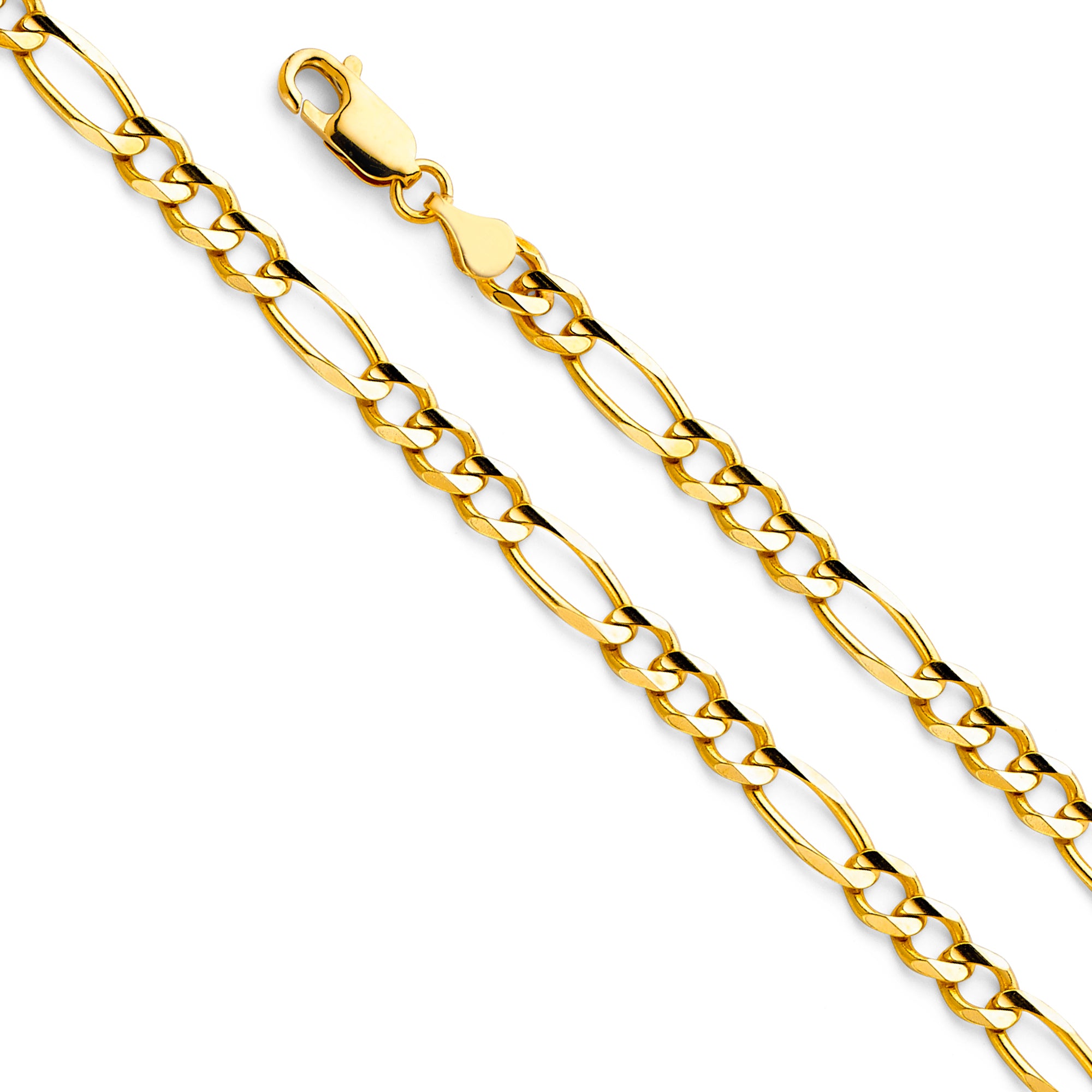 14K Yellow Gold Figaro 3+1 Concave Regular 4.7mm Chain - CH-0291