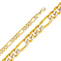 14K White Gold Figaro 3+1 Regular White Pave 9.5mm Chain - CH-0298