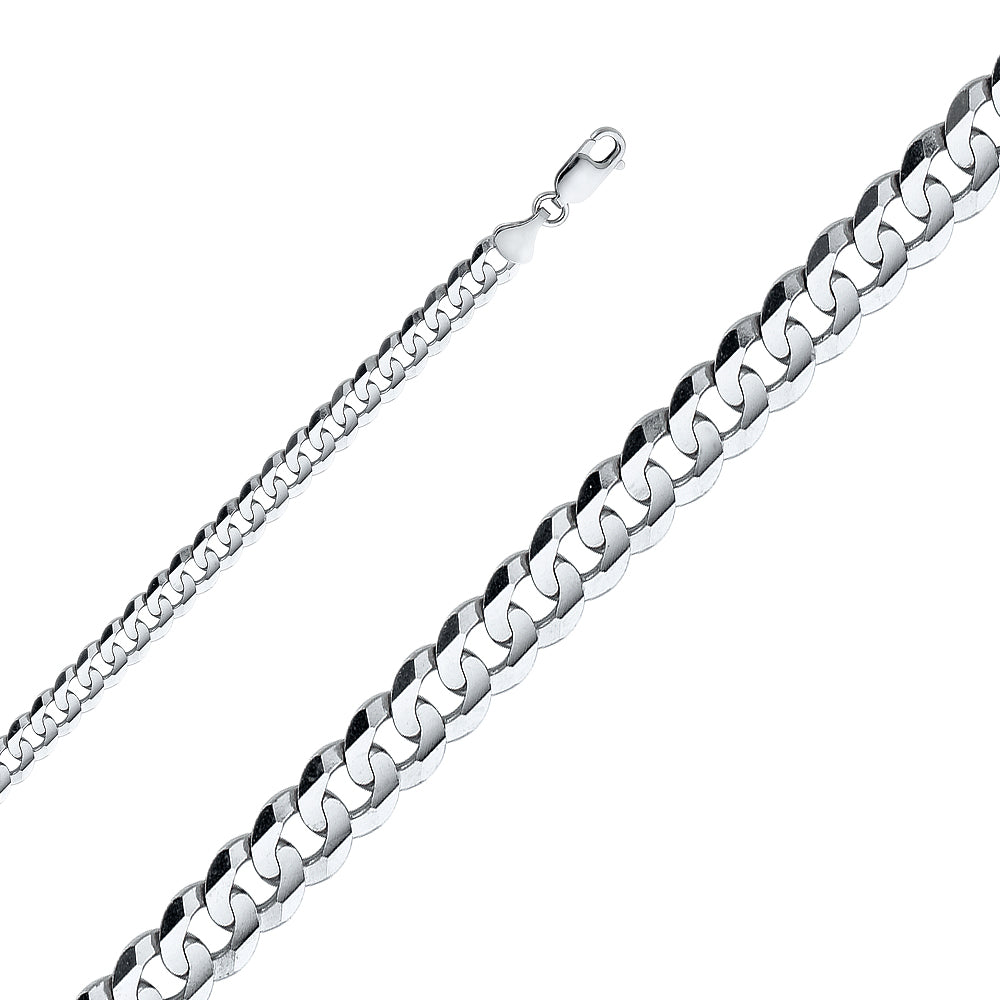 14K White Gold Curb Concave Regular White 6.9mm Chain - CH-0346