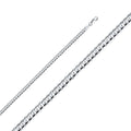 14K White Gold Curb Concave Regular White 4mm Chain - CH-0349