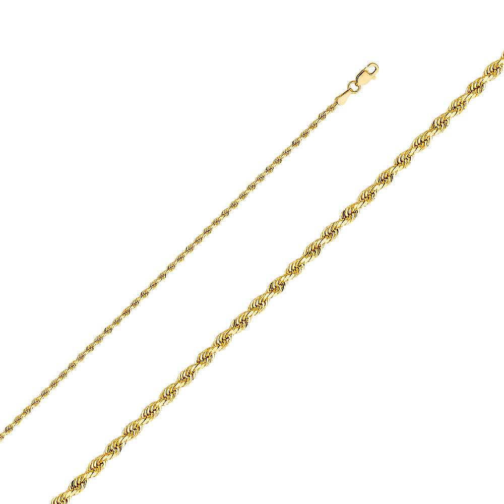 14K Solid Gold Rope Chain – 1.9mm Real Gold Necklace for Men & Women