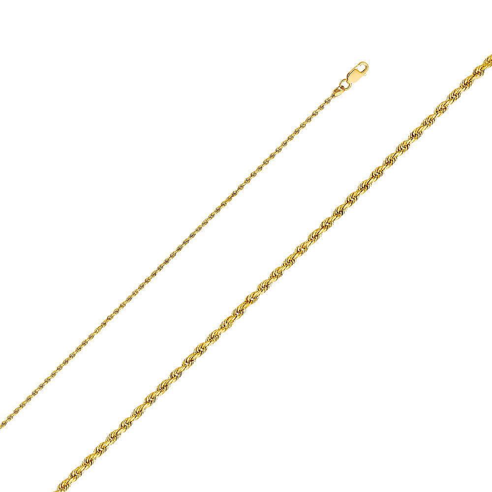 14K Yellow Gold Solid Solid Regular Rope D.C. 1.5mm Chain - CH-0390