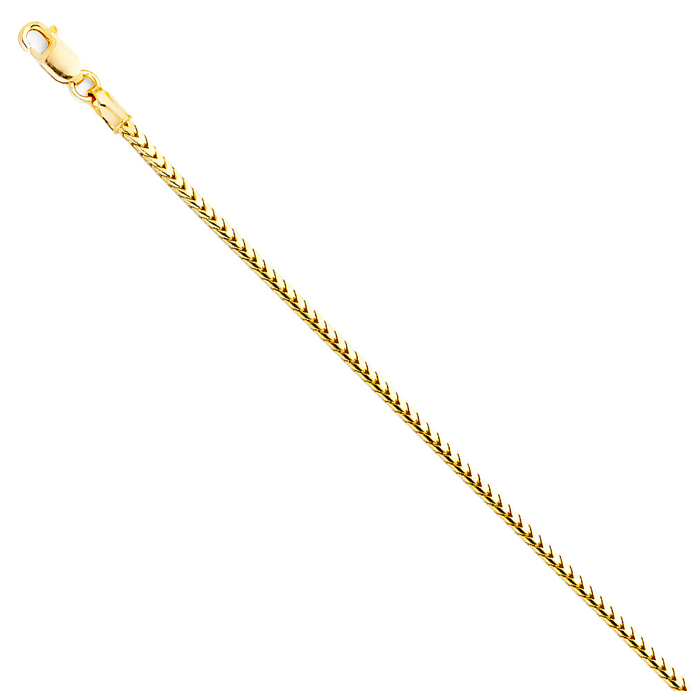 14K Solid Gold Franco Chain – 1.6mm Round Link Necklace & Bracelet