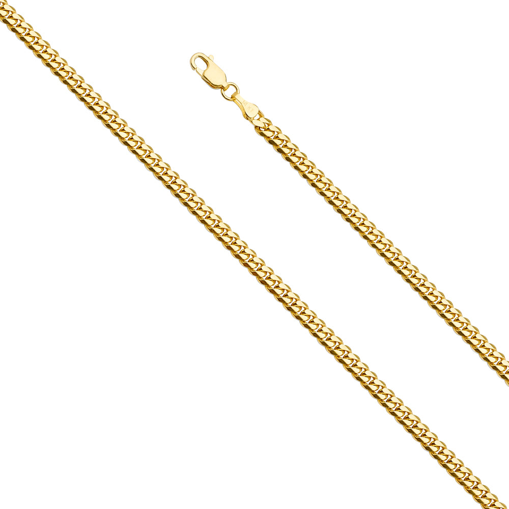 14K Solid Gold Miami Cuban Chain 4mm – Real Gold Link Necklace & Bracelet for Men & Women