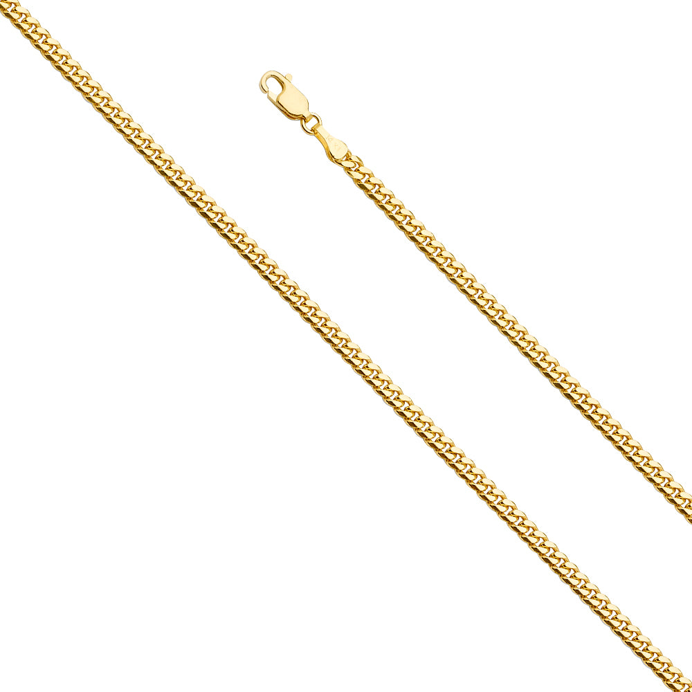 14K Solid Gold Miami Cuban Chain – 3.3mm Real Gold Bracelet & Necklace