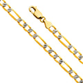 14K White Gold Light Figaro 3+1 Fancy D.C. White Pave 4.7mm Chain - CH-0562