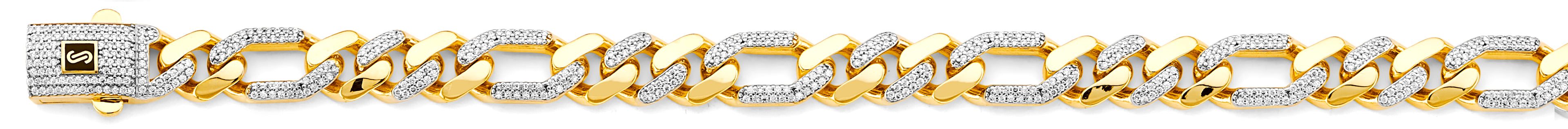 14K Yellow Gold Hollow Monaco Chain Figaro 3+1 with CZ 9.5mm Chain - CH-0589