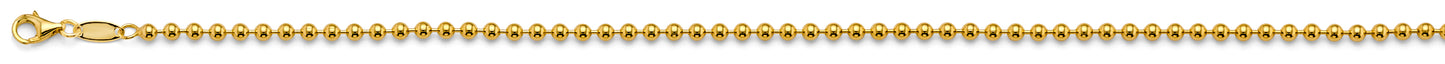 14K Solid Gold Ball Chain Necklace – 2.5mm