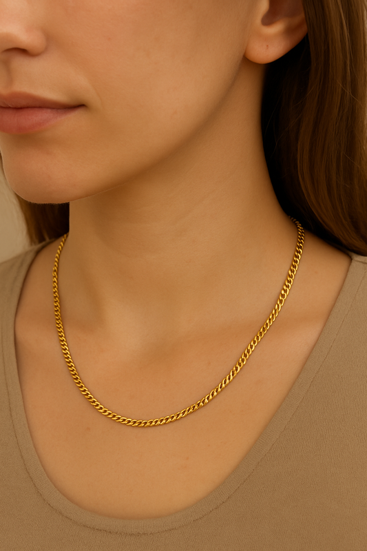 14K Gold Curb Chain - Real 14K Yellow Gold Chain 2.6mm