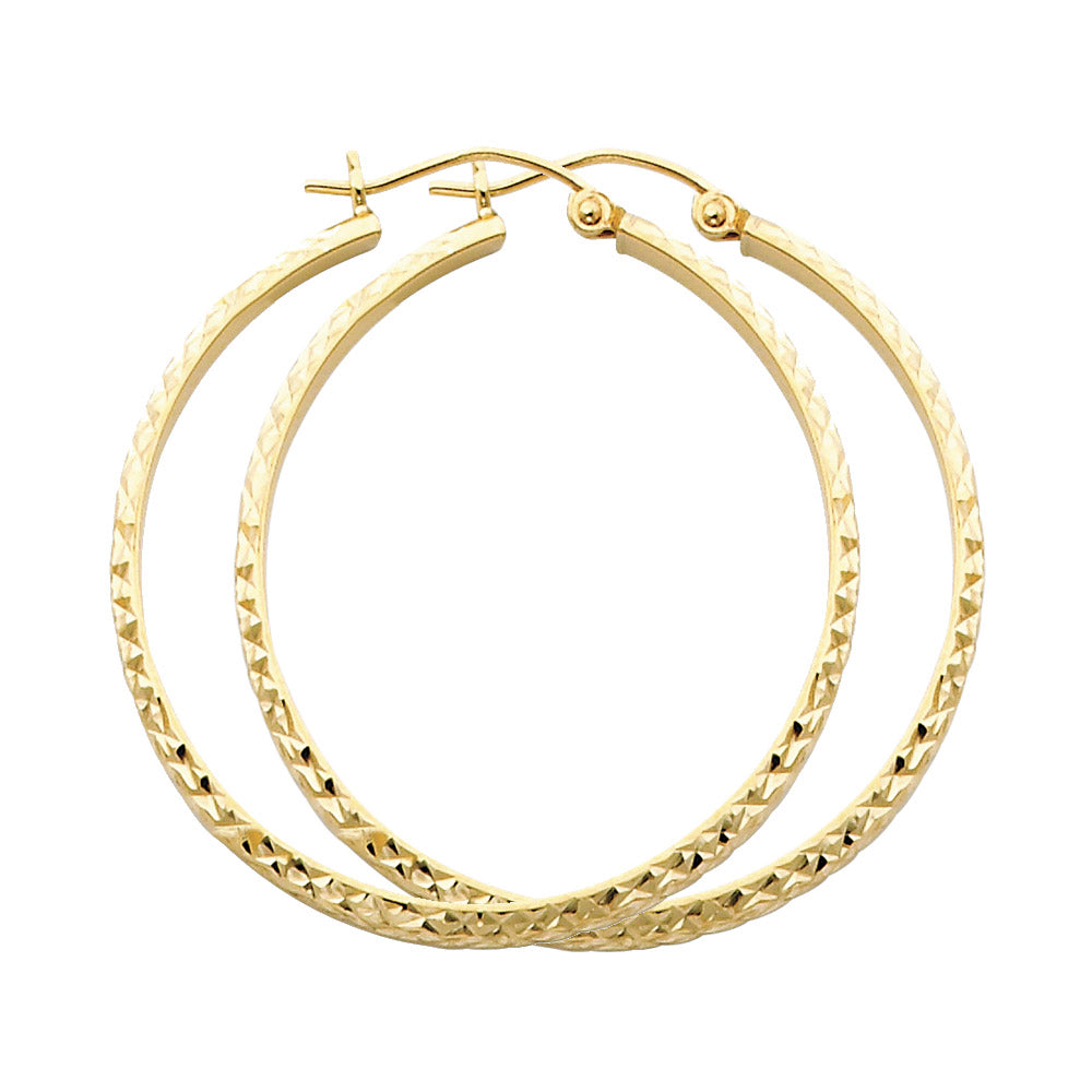 14K Yellow Gold Basic & Fancy Hoop Earring - ER71