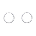 14K White Gold Endless Hoop Earrings – Polished Round Tube Hoops in 15mm to 55mm