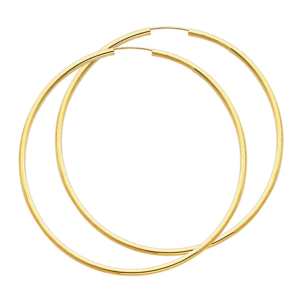 14K Gold Endless Hoop Earrings – 2mm