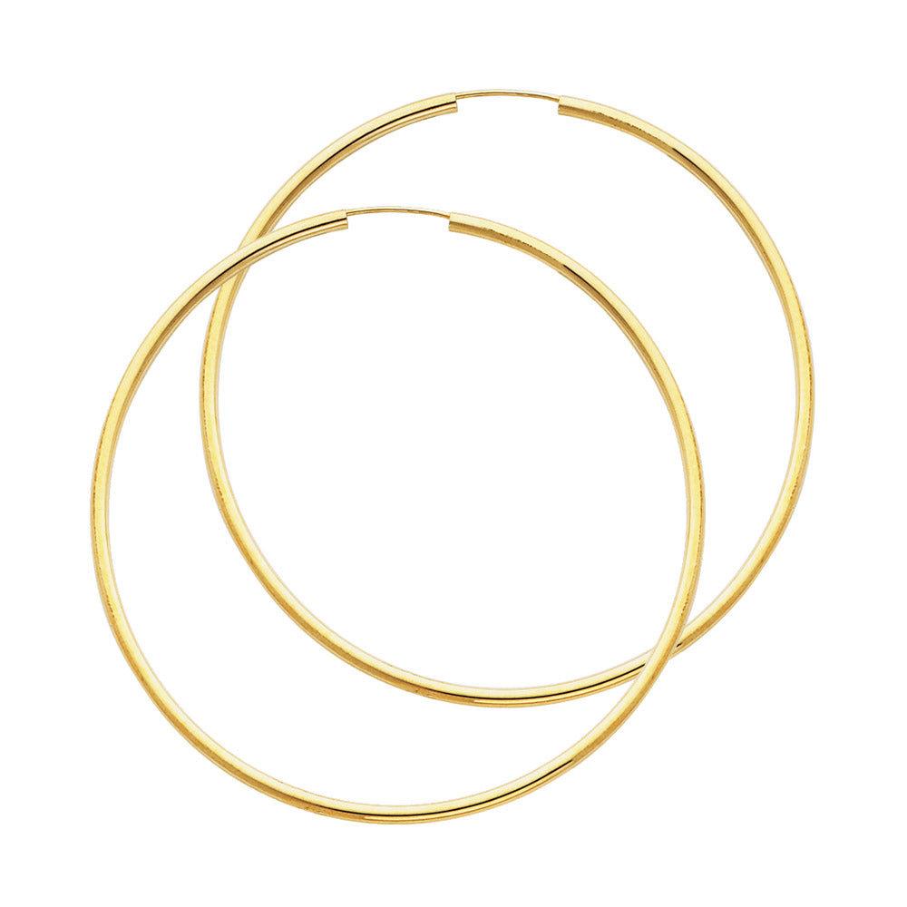 14K Gold Endless Hoop Earrings – 2mm