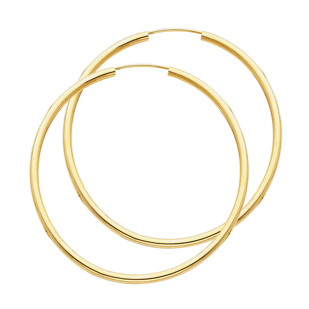14K Gold Endless Hoop Earrings – 2mm