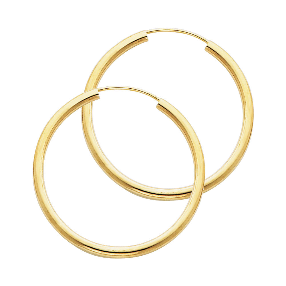 14K Gold Endless Hoop Earrings – 2mm