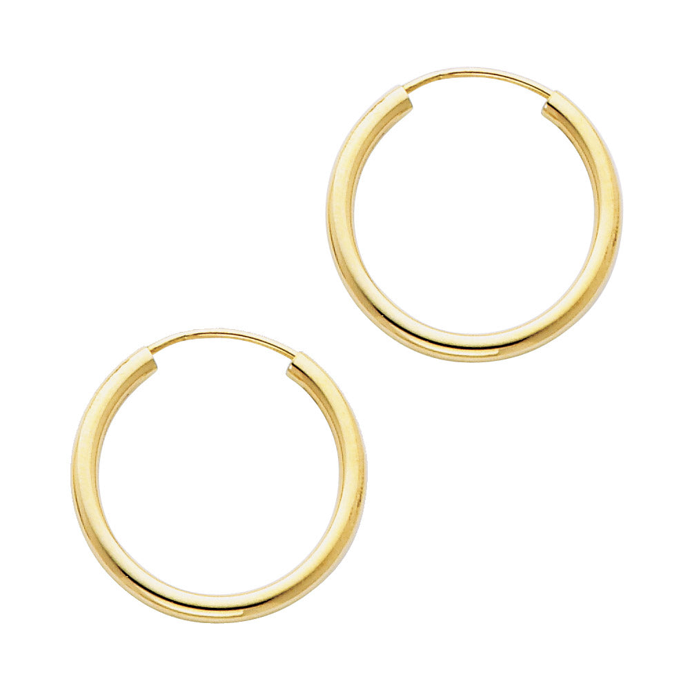 14K Gold Endless Hoop Earrings – 2mm