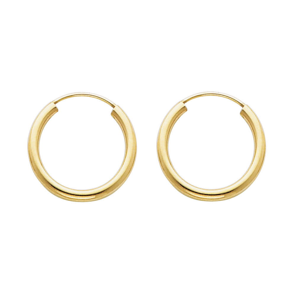 14K Gold Endless Hoop Earrings – 2mm
