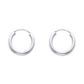 14K White Gold Endless Hoop Earrings – Round Tube Polished Hoops in Multiple Sizes