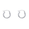 14K White Gold Hoop Earrings – Tube Style – Lightweight Round Hoops (13–65mm)