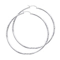 14K White Gold Textured Hoop Earrings – 2mm Thick, Real Gold Hoops in 12mm to 65mm