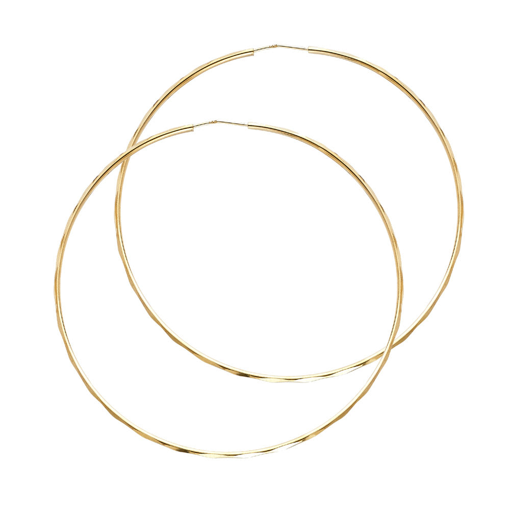 14K Yellow Gold Basic & Fancy Hoop Earring 1.5mm - ER179