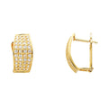 14K Gold CZ Huggie Earrings – Real Gold Pave Hoop Studs